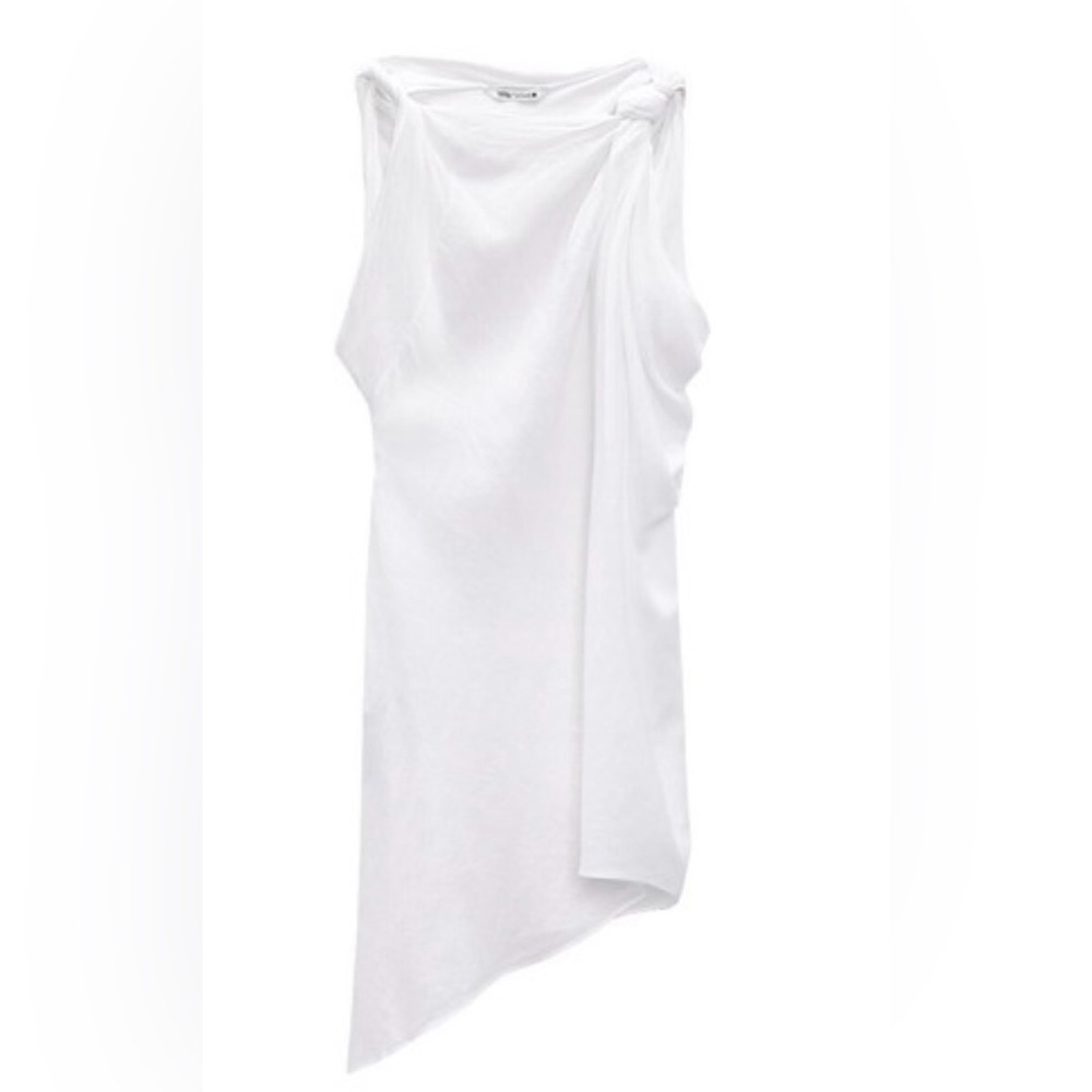 Zara White Asymmetrical Draped Dress